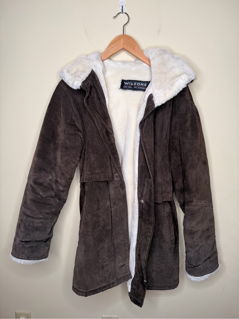 Wilson Brown Suede Shearling-Lined Women's hooded Jacket winter